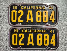 1941 California License Plates, DMV Clear 