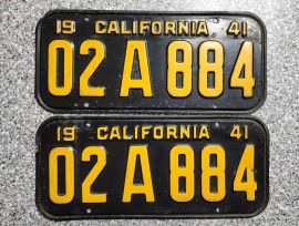 1941 California License Plates, DMV Clear 