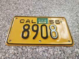 1958 California Motorcycle License Plates, DMV    