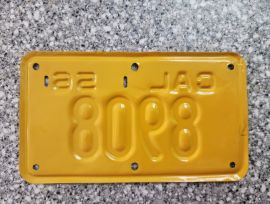 1958 California Motorcycle License Plates, DMV    