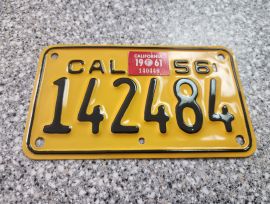 1961 California Motorcycle License Plates, DMV    