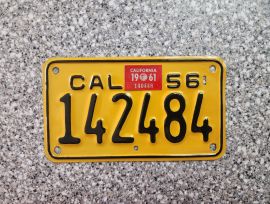 1961 California Motorcycle License Plates, DMV    