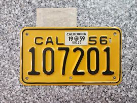 1959 California Motorcycle License Plates, DMV    