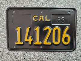 1963 California Motorcycle License Plate, DMV    