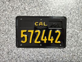 1966 California Motorcycle License Plate, DMV    