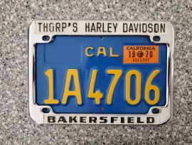 1970 California Motorcycle License Plates, DMV  