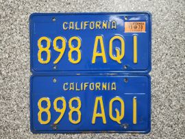 1970 California License Plates, DMV Clear 