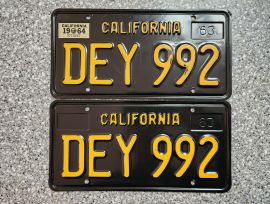 1964 California License Plates, DMV Clear 