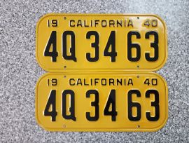 1940 California License Plates, DMV Clear 