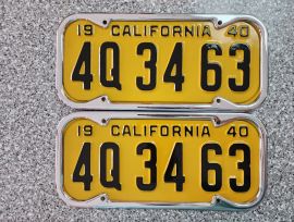 1940 California License Plates, DMV Clear 