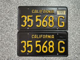 1969 California Commercial License Plates, DMV  