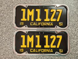 1951 California License Plates, DMV Clear 