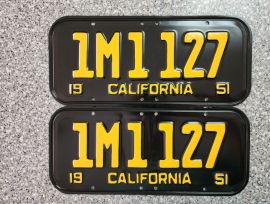 1951 California License Plates, DMV Clear 