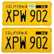 1956 California License plates 1962 Validation