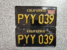 1965 California License Plates, DMV Clear 