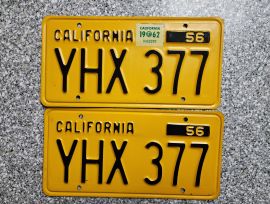 1962 California License Plates, DMV Clear 