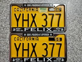 1962 California License Plates, DMV Clear 