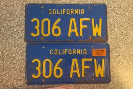 1970 California License Plates, DMV Clear 
