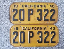 1940 California License Plates, DMV Clear 