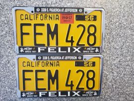 1957 California License Plates, Prof Restored