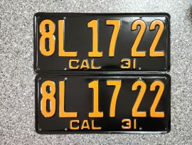 1931 California License Plates, DMV Clear 