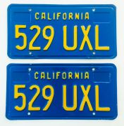 1970's Blue California License plates DMV Clear 