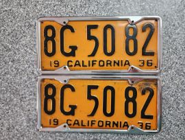 1936 California License Plates, DMV Clear 