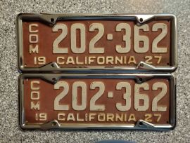 1927 California Commercial License Plates, DMV 