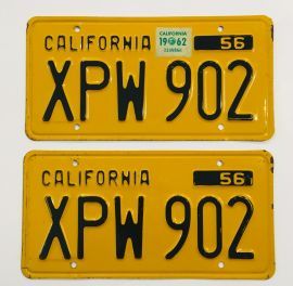 1956 California License plates 1962 Validation