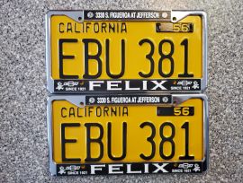 1956 California License Plates, DMV Clear 