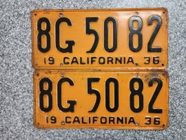 1936 California License Plates, DMV Clear 