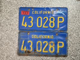 1973 California Commercial License Plates, DMV  