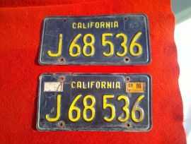 THREE (3) PAIRS 1963 CALIFORNIA BLACK YELLOW PLATE