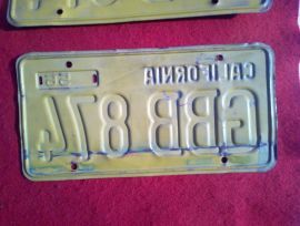 1956 CALIFORNIA YELLOW BLACK PAIR LICENSE PLATES 