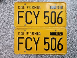 1956 California License Plates, DMV Clear 