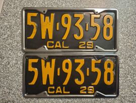 1929 California License Plates, DMV Clear Guarante