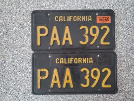 1965 California License Plates, DMV Clear 