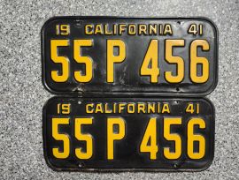 1941 California License Plates, DMV Clear 