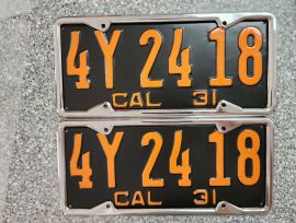 1931 California License Plates, Restored,  