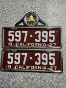 1927 California License Plates, Pro-Restored, DMV 