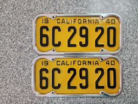 1940 California License Plates, Pro-Restored, DMV 