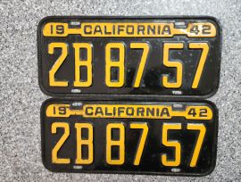 1940 California License Plates, DMV Clear  